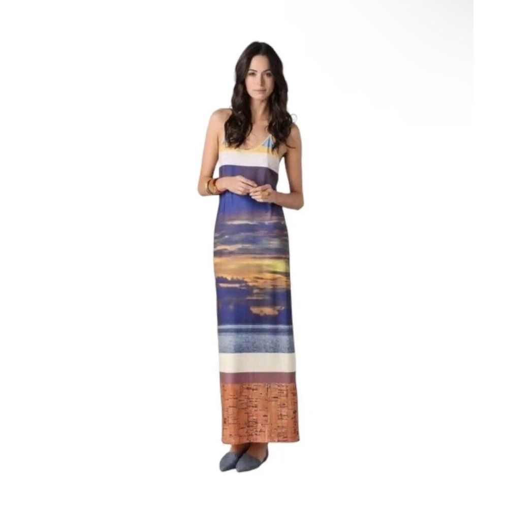 Clover Canyon Dress Wokens sunset Cork Maxi Halter Tank Sleeveless Ladies Small
